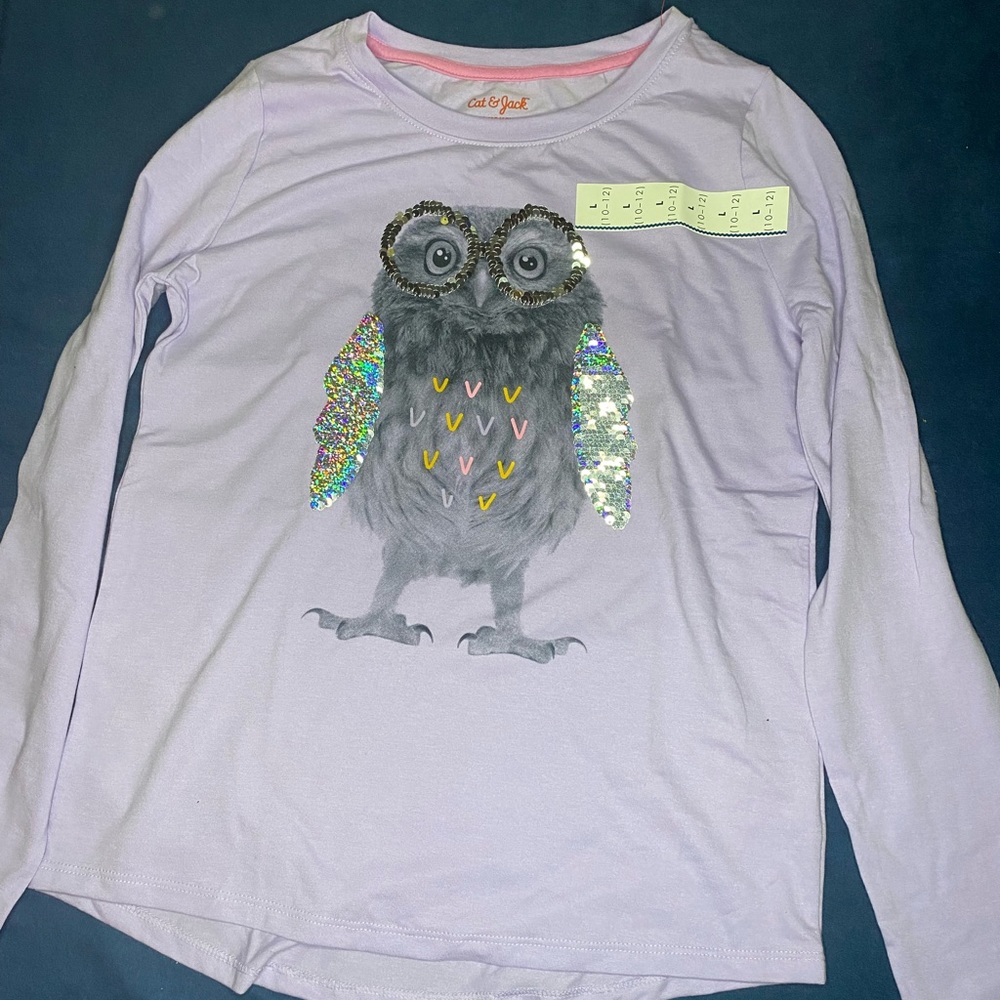 Cat and Jack owl shirt youth large
